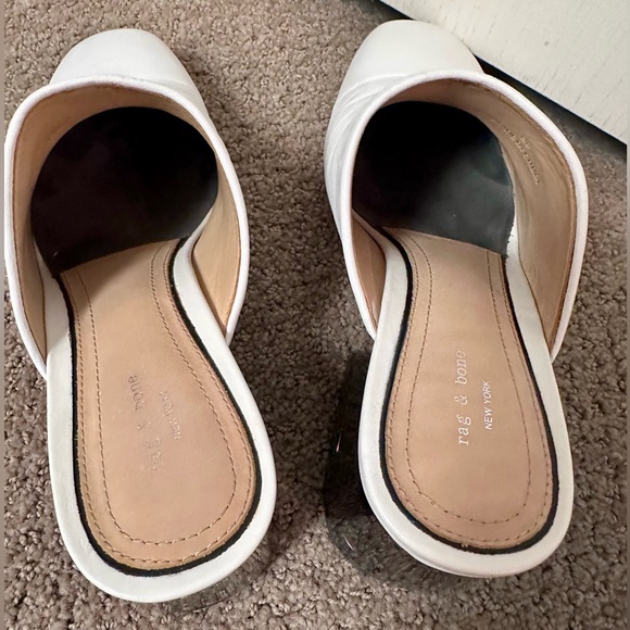 Rag & Bone Millie White Leather Heel Mule - size 38 / 8 - Picture 7 of 11